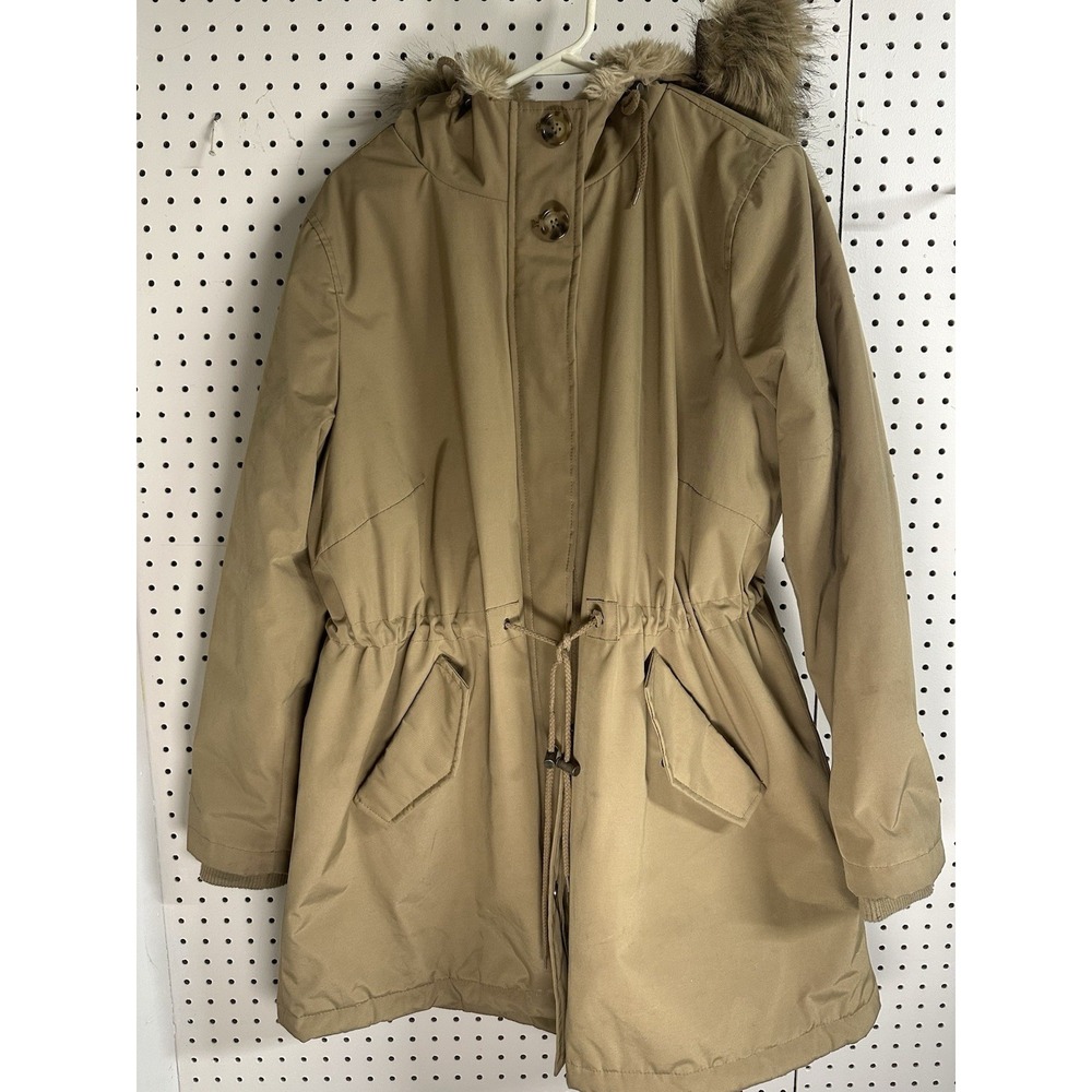 Levi's Parka Jacket Men's BIG 1X Tan Faux Fur Hood Quilted Lined